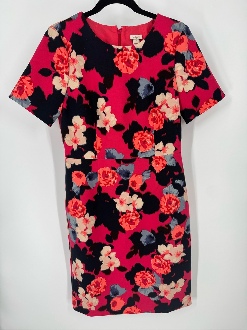 J. Crew Hot Pink Floral Sheath Dress